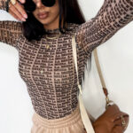 Beżowa siateczka Lamilla z logiem