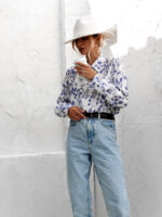 Bluzka w niebieskie kwiaty Simplicity