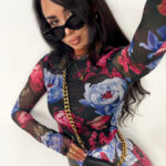 Komplet Lamilla w kwiaty siatka i spodenki