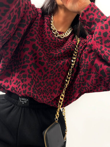 Bluza bordowa w panterkę Lamilla