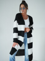 Kardigan w czarno białe paski TMC