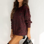 Bordowa bluzka w panterką Bocca