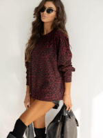 Bordowa bluzka w panterką Bocca