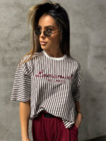 Tshirt LaManuel Stripes brązowy