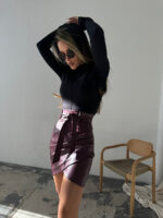 Spódnica z eko skóry LaManuel Urban Bordo