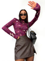 Bluzka LaMilla bordowa w kwiaty