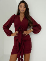 Bordowa sukienka Flower Miluna