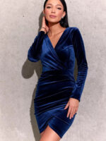 Sukienka Roco Fashion welurowa granatowa