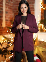 Oversizowa marynarka Polwar w kolorze bordowym