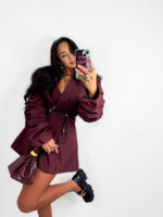 Długa bordowa marynarka LaMilla trencz