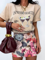 Spodenki LaMilla w kwiaty i t-shirt espresso martini LaMilla