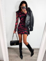 Sukienka siateczka LaMilla w bordowe kwiaty