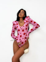 Różowe body w kwiaty lamilla