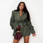 Marynarka LaMilla z marszczonymi rękawami khaki