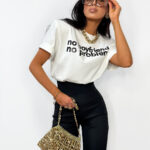 Tshirt LaMilla no boyfriend no problem biały