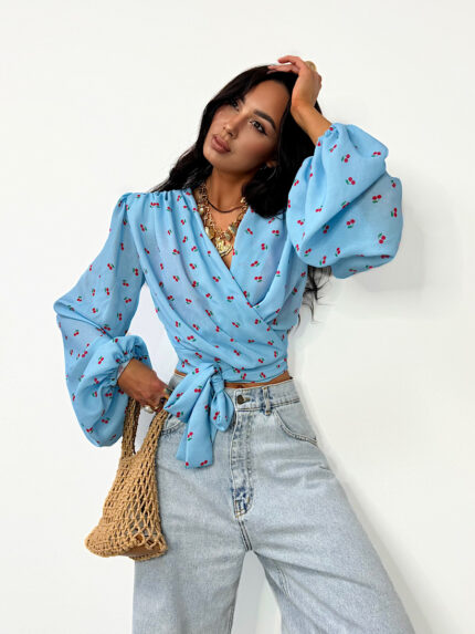 Bluzka Lamilla niebieska w wisienki