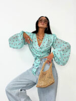 Miętowa bluzka w wisienki Lamilla