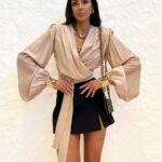 Wiązana bluzka LaMilla w beżowym kolorze