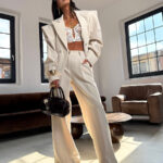 Szerokie spodnie LaMilla beżowe