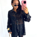 Czarna koszula koronkowa LaMilla