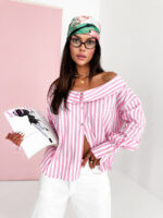 Koszula hiszpanka w różowo białe paski LaMilla