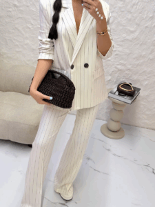 Marynarka LaMilla jasno beżowa w prążek