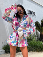 Lniany komplet LaMilla w kwiaty