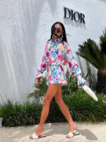 Lniany komplet w kwiaty LaMilla