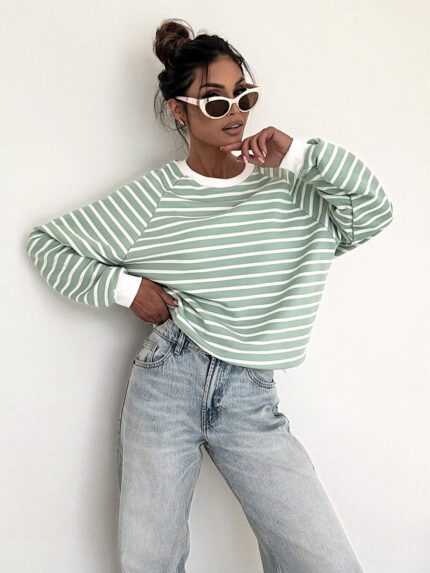 Bluza Bocca w biało zielone paski