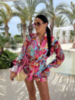 Komplet LaMilla lniany w kolorowe wzory