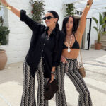 Ażurowe spodnie LaMilla czarno beżowy zygzak