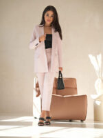 Marynarka i spodnie Polwar puder róż