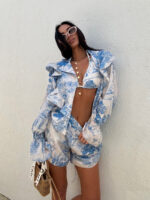 Lniany komplet Dior LaMilla niebieski