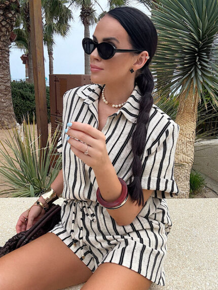 Lniany komplet w paski LaMilla