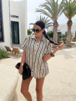 Letni komplet LaMilla w beżowo czarne paski