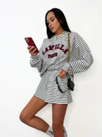 komplet spodenki z bluzą LaMilla czarno białe paski