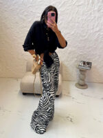 Spodnie LaMilla czarno biała zebra