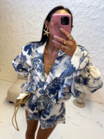 Granatowy komplet lniany LaMilla Dior