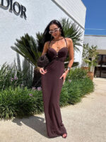 Długa sukienka LaMilla w brązowym kolorze