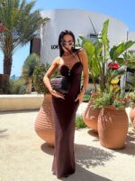 Brązowa sukienka LaMilla z usztywnianą miseczką