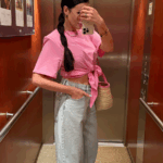 Różowy t-shirt LaMilla z wiązaniem