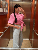 Różowy t-shirt LaMilla z wiązaniem