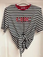 T-shirt Chic LaMilla w czarno białe paski z wiązaniem