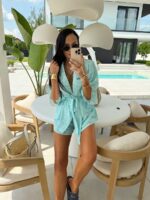 Komplet lniany LaMilla kimono i spodenki we wzory