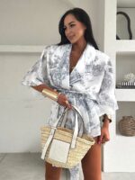 Szary lniany komplet Dior LaMilla kimono i spodenki