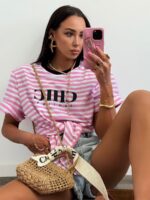 Wiązany t-shirt Chic Lamilla w paski