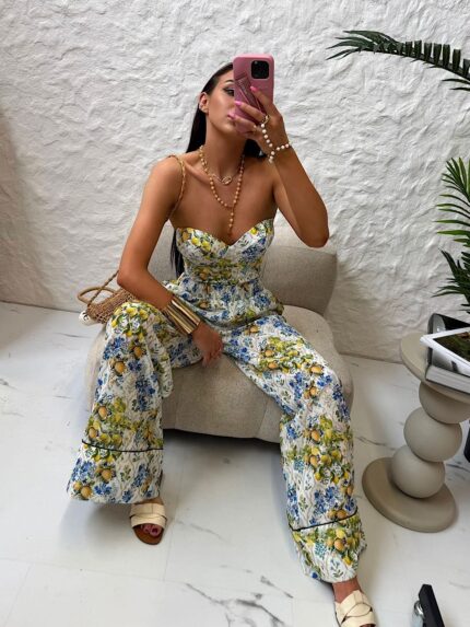 DŁUGIE LNIANE SPODNIE LAMILLA W CYTRYNKI