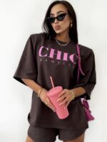 Brązowy t-shirt Chic LaMilla