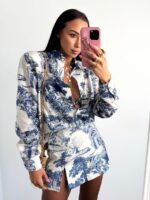 Koszula lniana Lamilla granatowy Dior