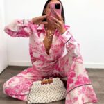 Różowe spodnie i koszula Dior LaMilla